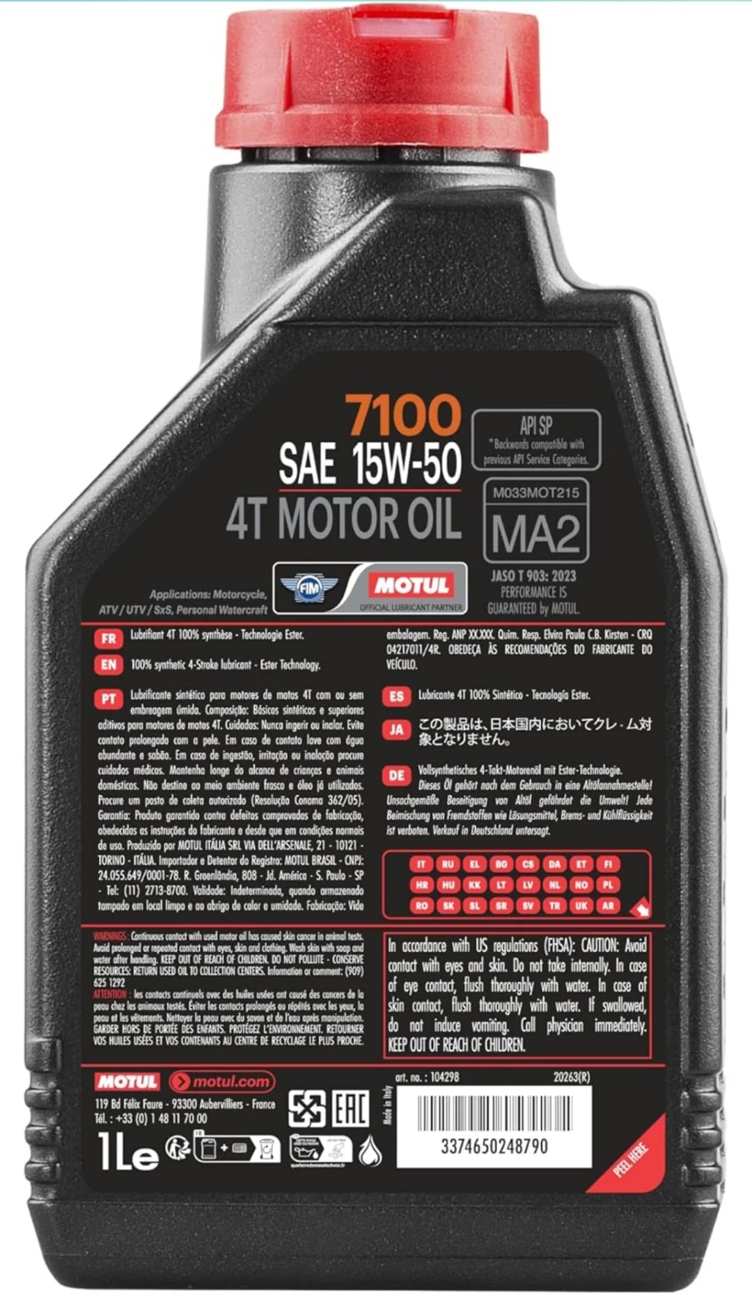 MOTUL 15W-50 - 10W-50 - 7100 - 100% synthetic oil